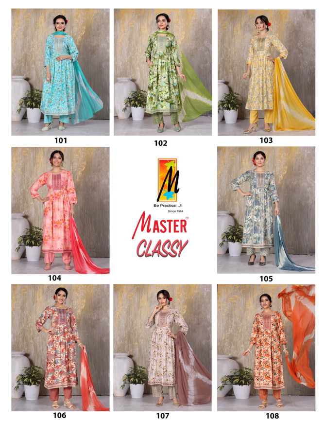 Classy By Master Naira Cut Rayon Printed Kurti With Bottom Dupatta Wholesale Price In Surat